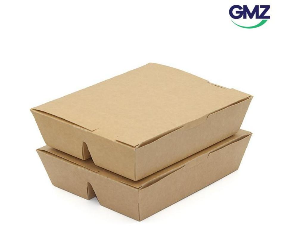 Caja de comida de papel kraft con tapas