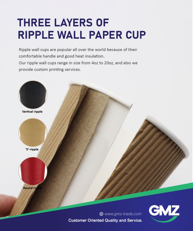vaso de papel de pared ondulado
